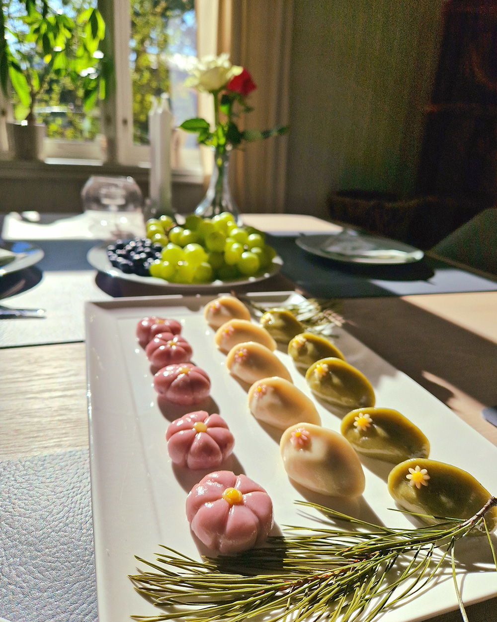 flower leaves pumpkin shape songpyeon for chuseok by Kreamy Vegan